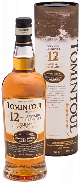 Tomintoul Speyside Glenlivet Oloroso Sherry Cask Finish Single Malt Scotch Whisky 12 y.o. (gift box), 0.7 л в Анапе
